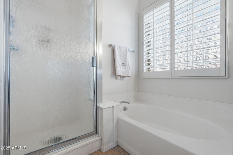 Updated shower,separate tub