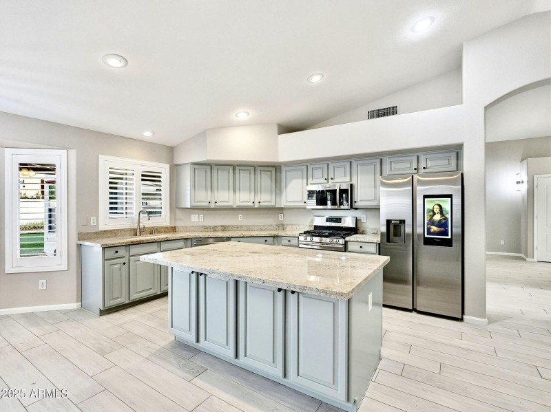Large Island with Stainless Appliances