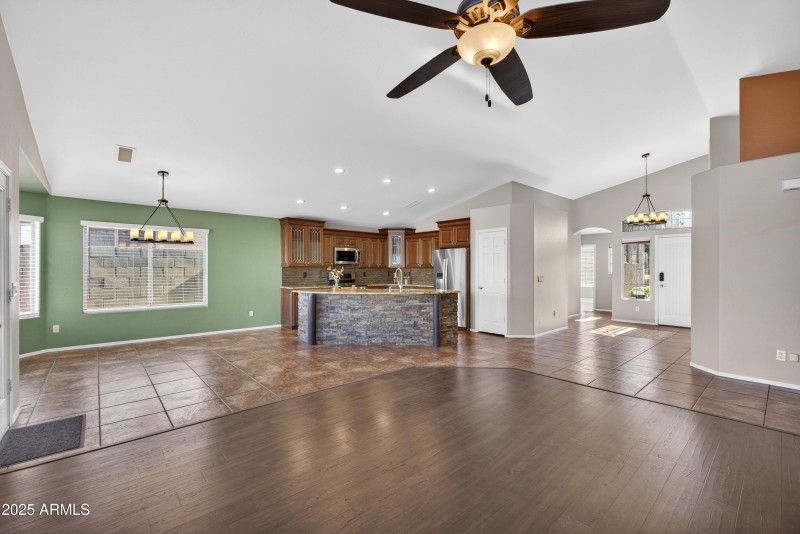 Living room open to kitchen