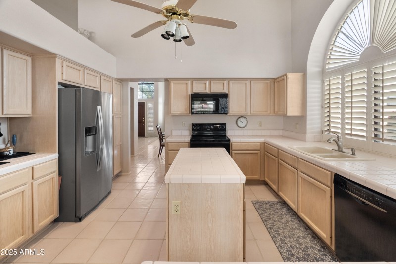 Kitchen is just past the dining