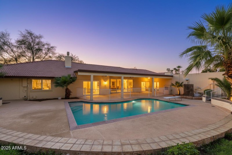 Back patio with pool