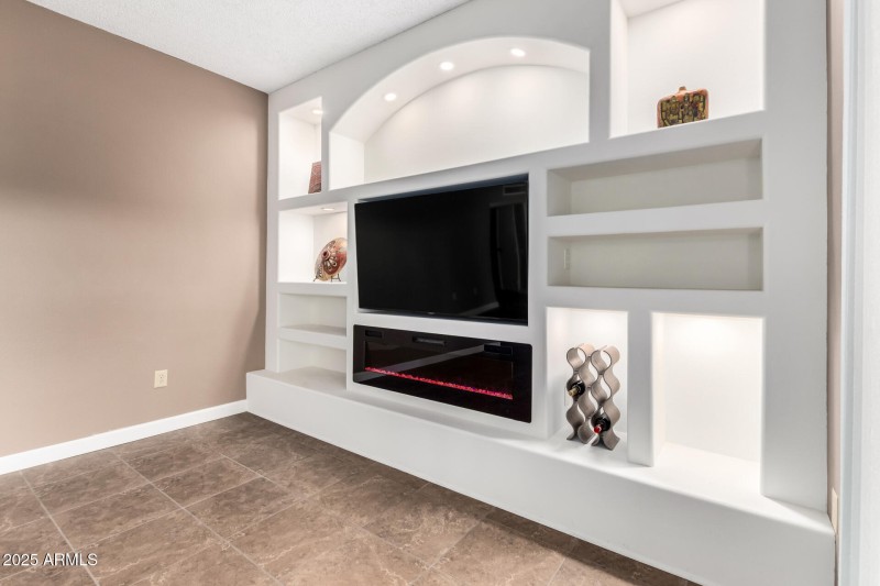 Lighted Built-ins and Fireplace