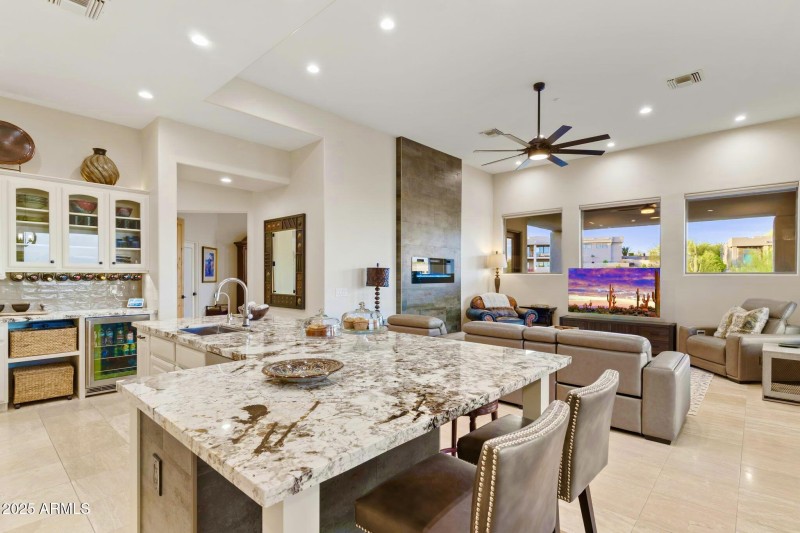 Kitchen and family room