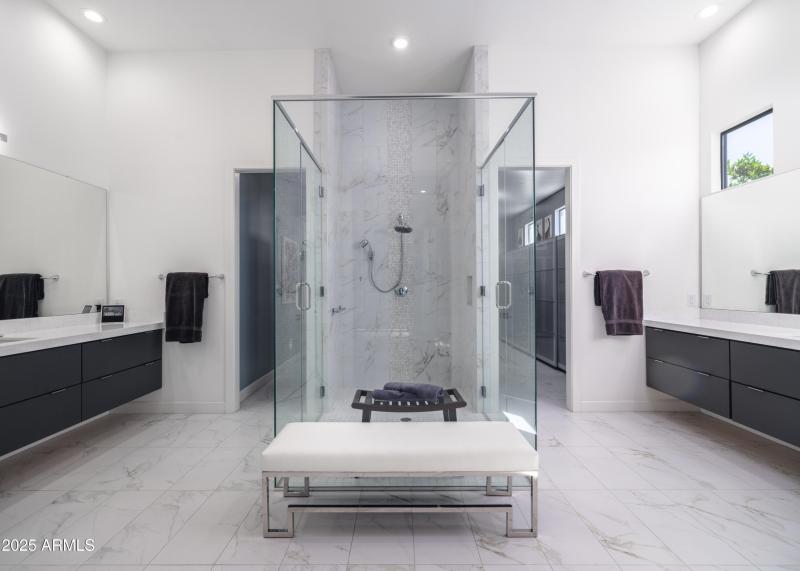 Dual Oversized Shower doors w/ grab bars