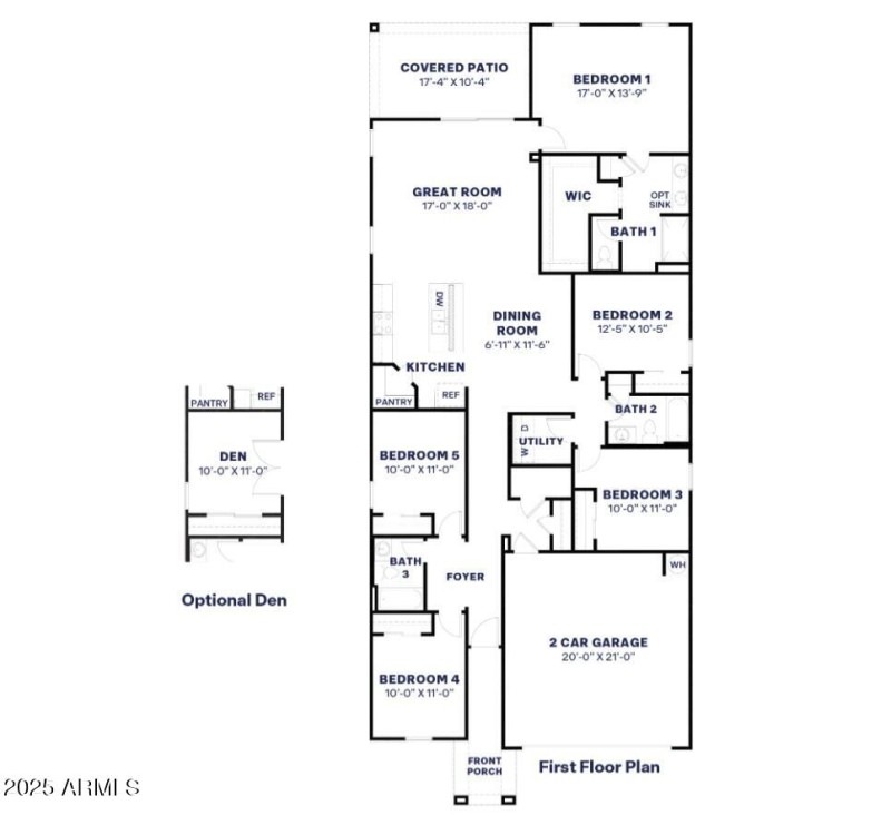 Hayden Floor Plan with Optional Den or 5