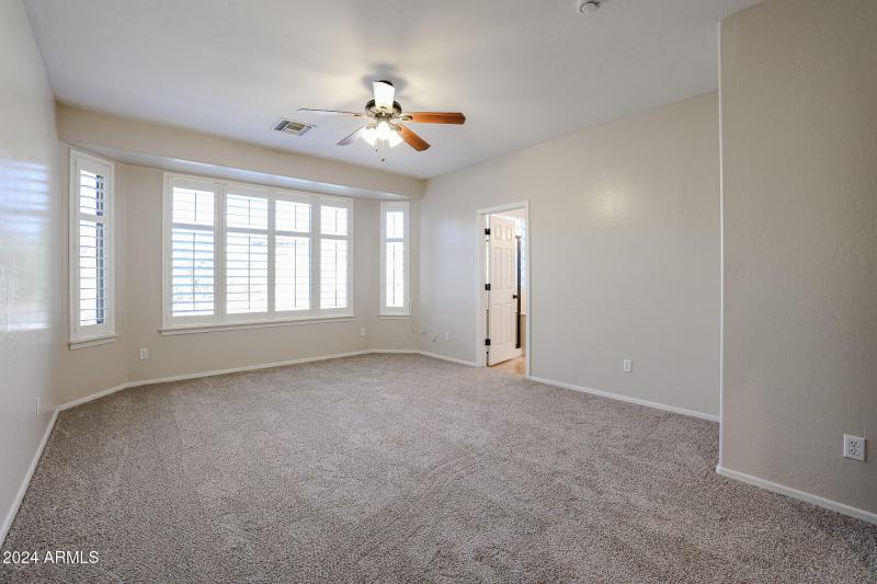 Shutters in primary bedroom