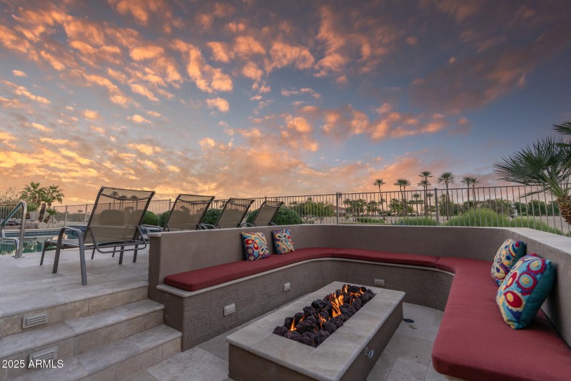 Sunken Fire Pit at night