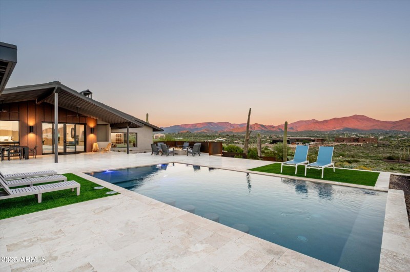 Twilight View of Backyard