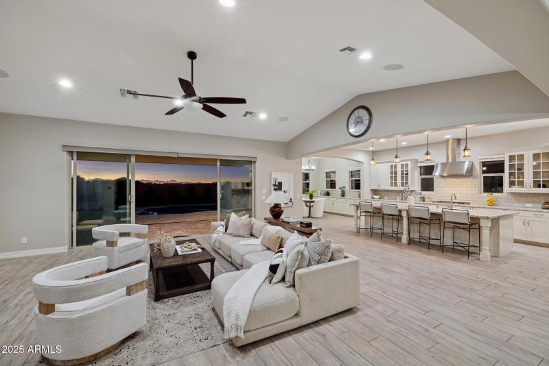 Dusk Great Room Mountain Views