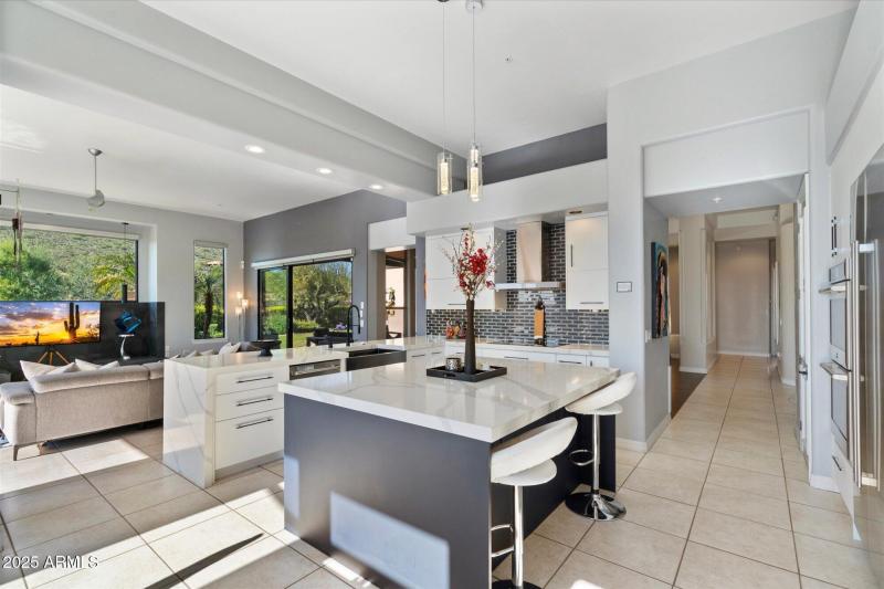 Kitchen Island and Family Room