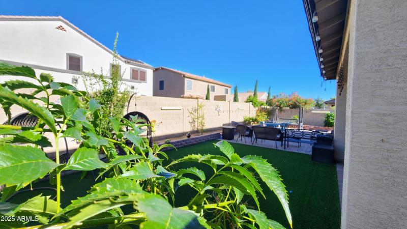 Backyard with senthatic grass