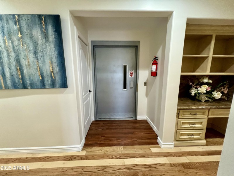 Upstairs Elevator & Built in Desk