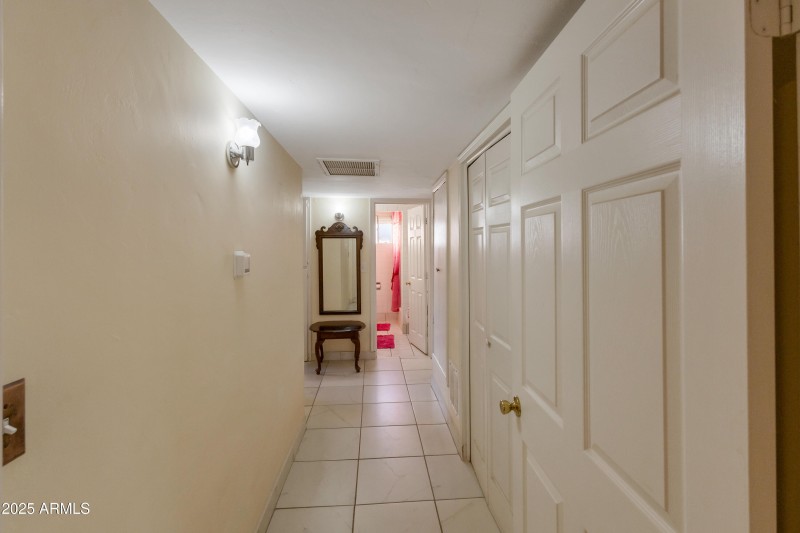 Hall closets & bathroom