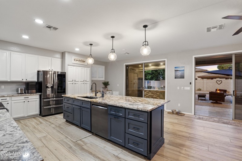 Modern Kitchen & Backyard View