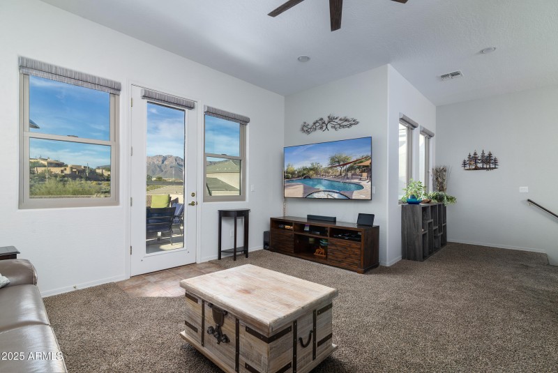 Upstairs loft out to deck