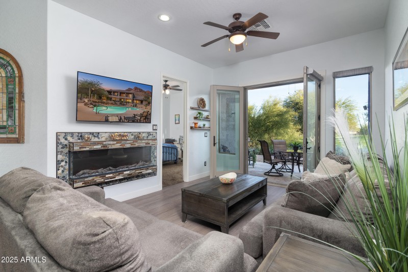 Living room with electric fireplace