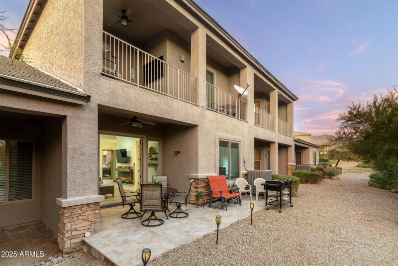Back patio with deck above