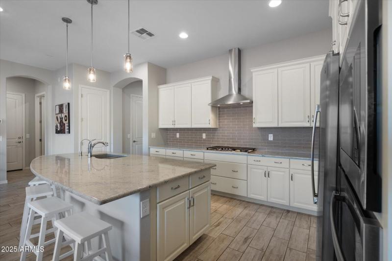 Granite , subway tile backsplash
