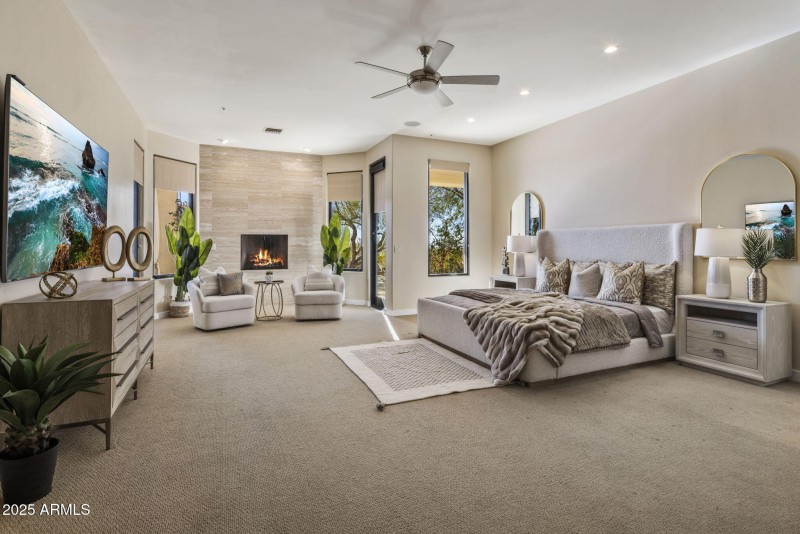 Fireplace and sitting area.