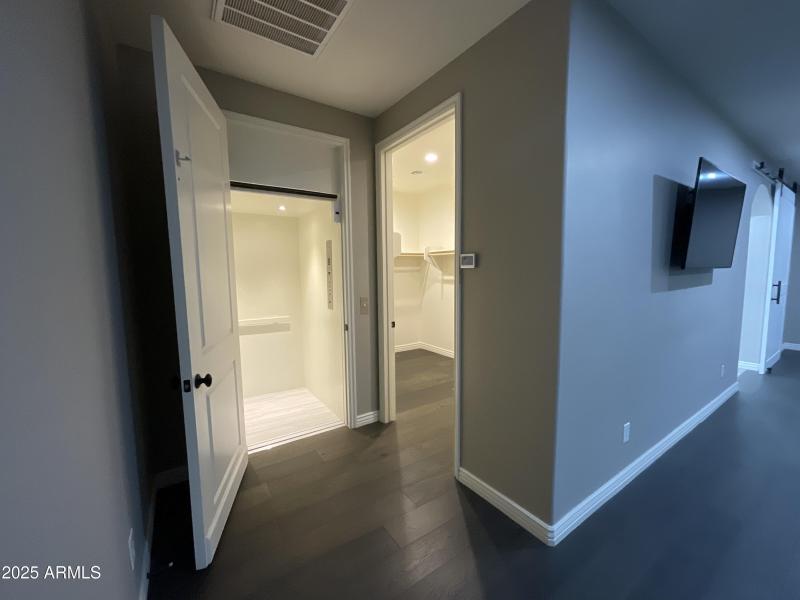 Views of elevator and closet