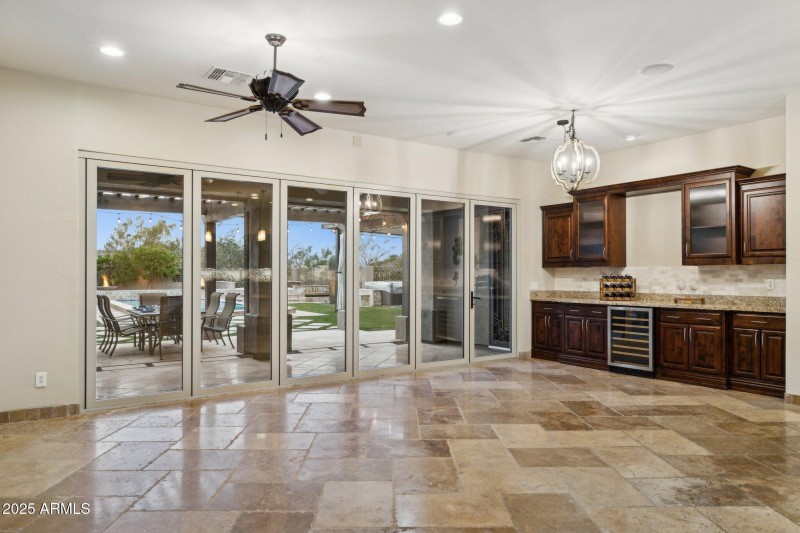 Built in Bar Adjacent to Sliding Doors