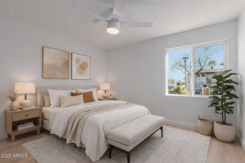 Virtually staged bedroom