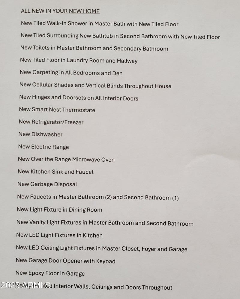 List of new upgrades to your new home