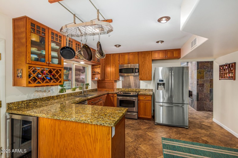 Warm kitchen with granite counters