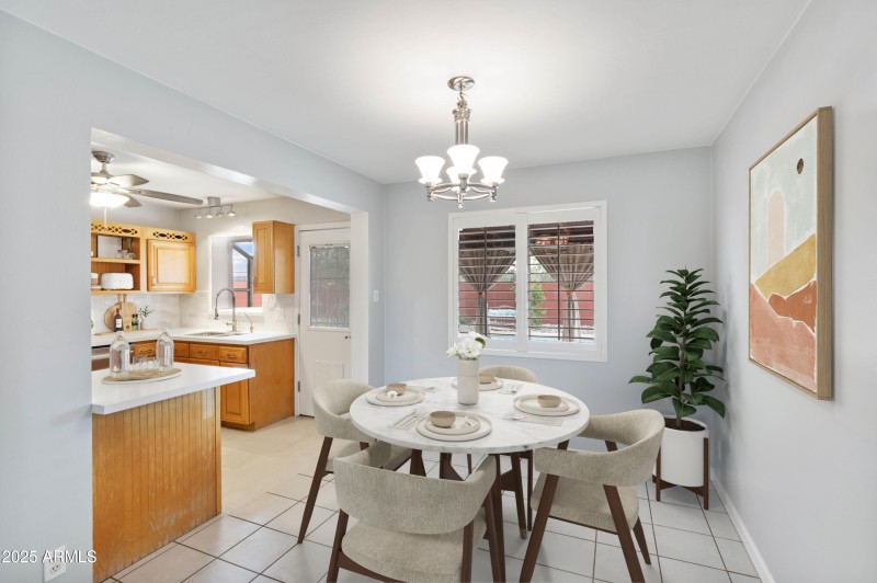 Dining Rm with Backyard Views