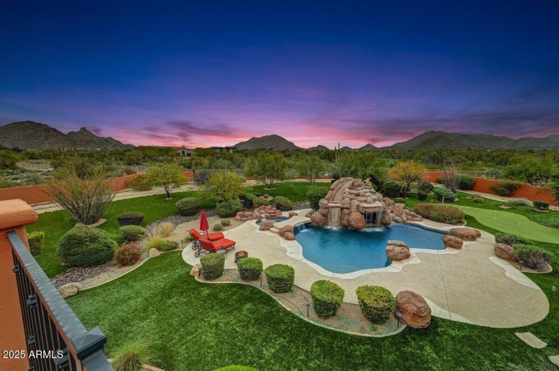 Pool Overview From Backyard Balcony