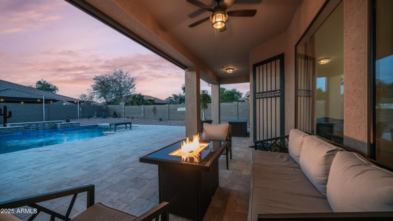 West facing covered back patio