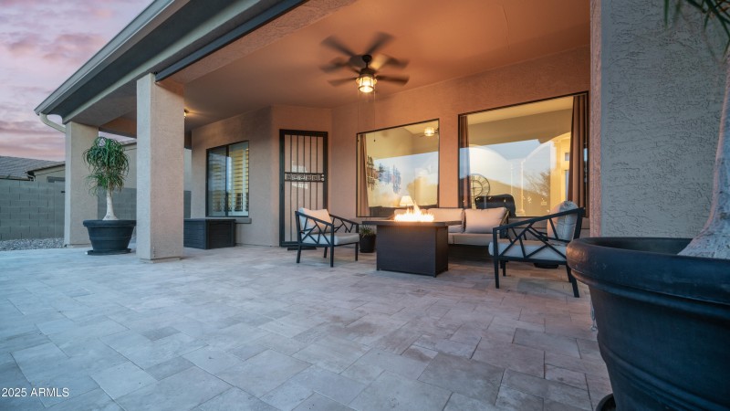 West facing covered back patio