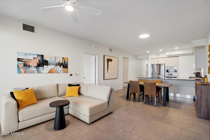 Living room to dining