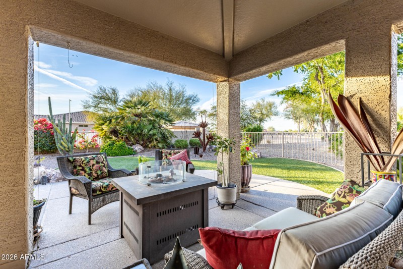 Covered patio with views