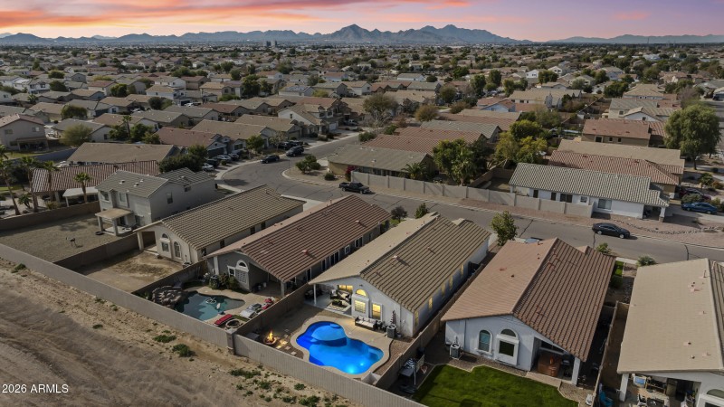 Aerial pool and backyard