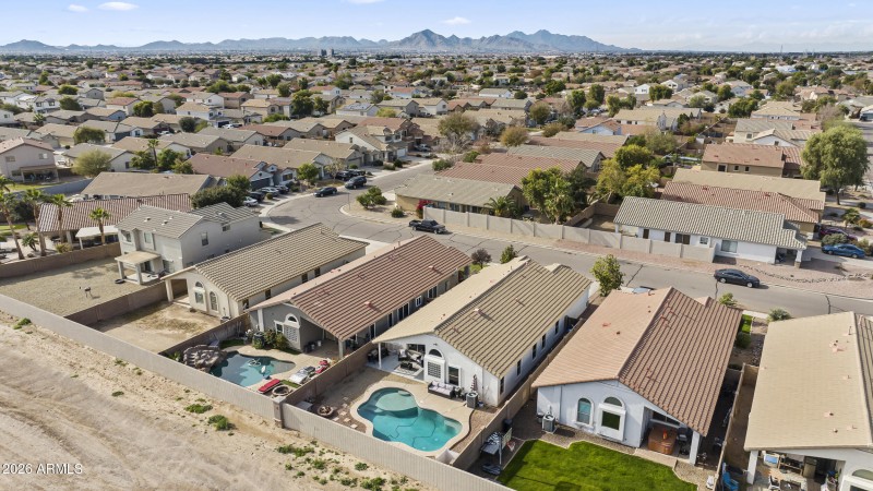 Aerial pool and backyard