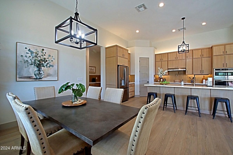 Kitchen open to dining room