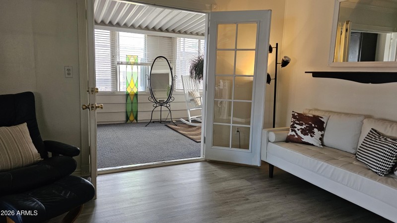 French doors out to AZ rm