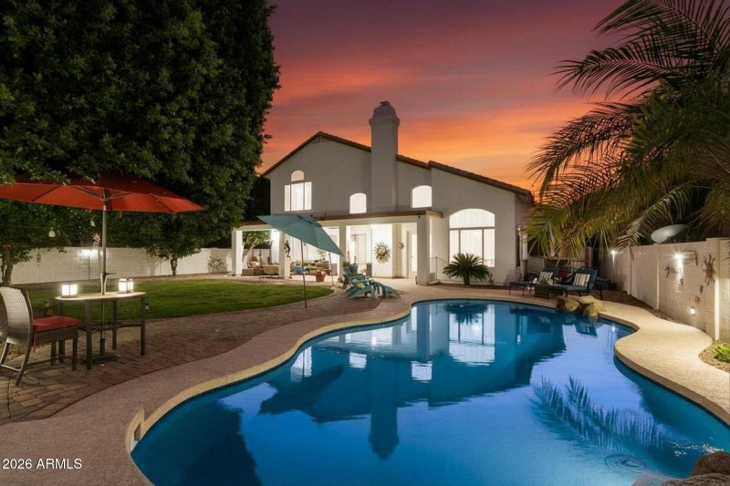 Backyard Pool at Sunset