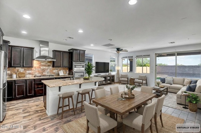 OPEN LIVING AND DINING SPACE