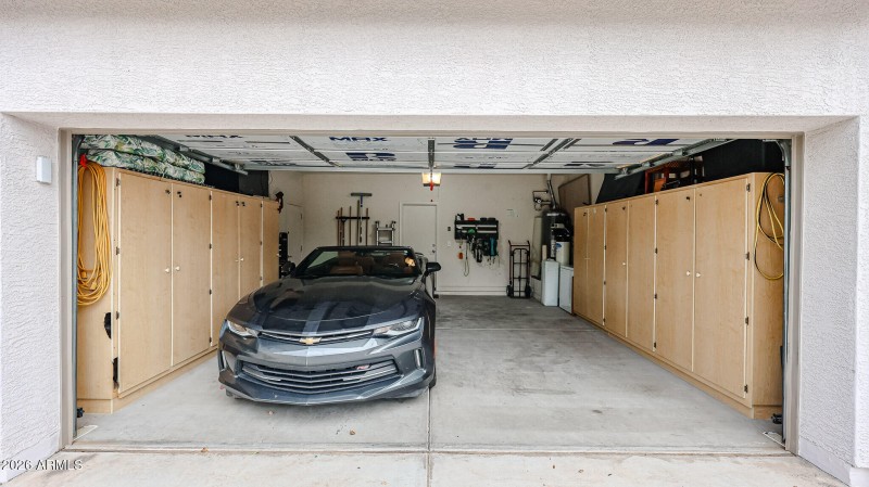 Garage with Storage Cabinets