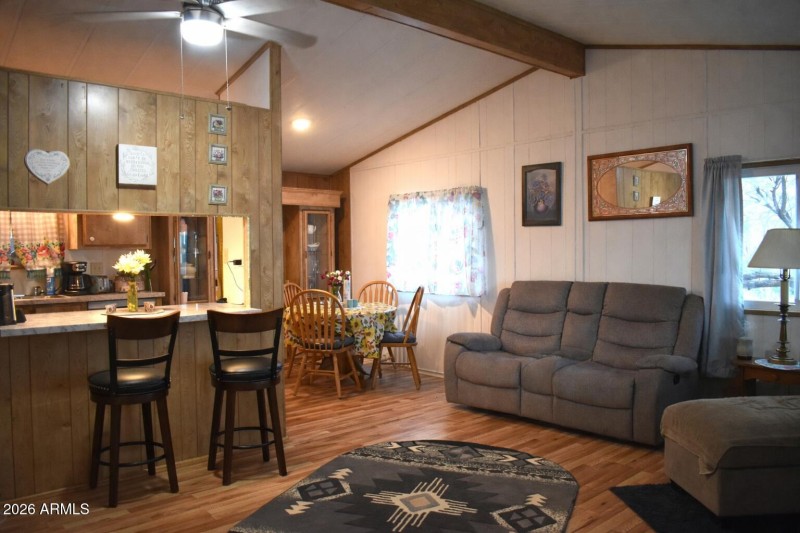 Cozy open living and dining space