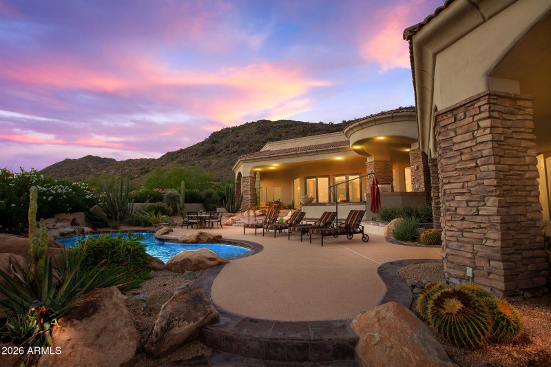 Twilight of backyard