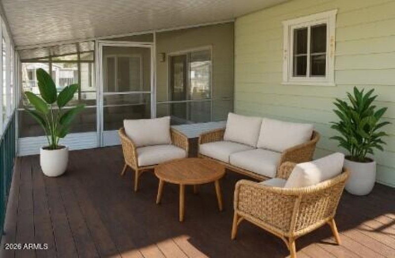 patio virtually staged with furniture