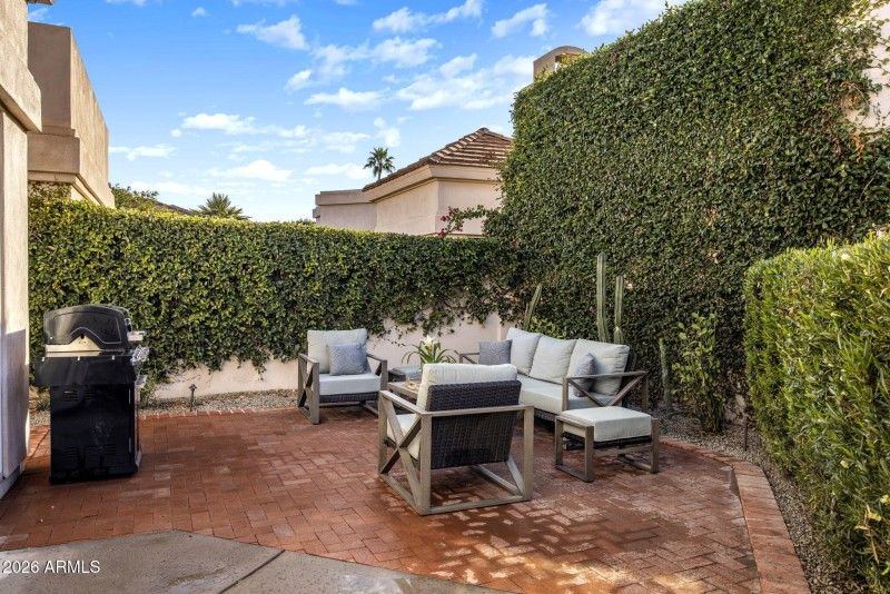 Vine covered walls at patio