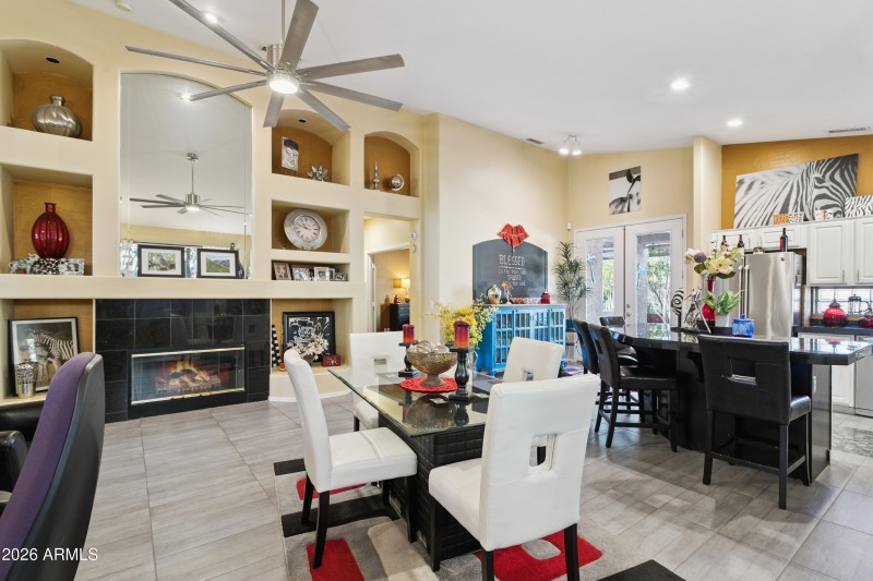 Dining room and kitchen