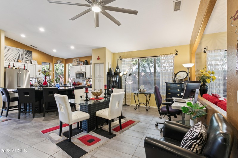 Dining room and kitchen