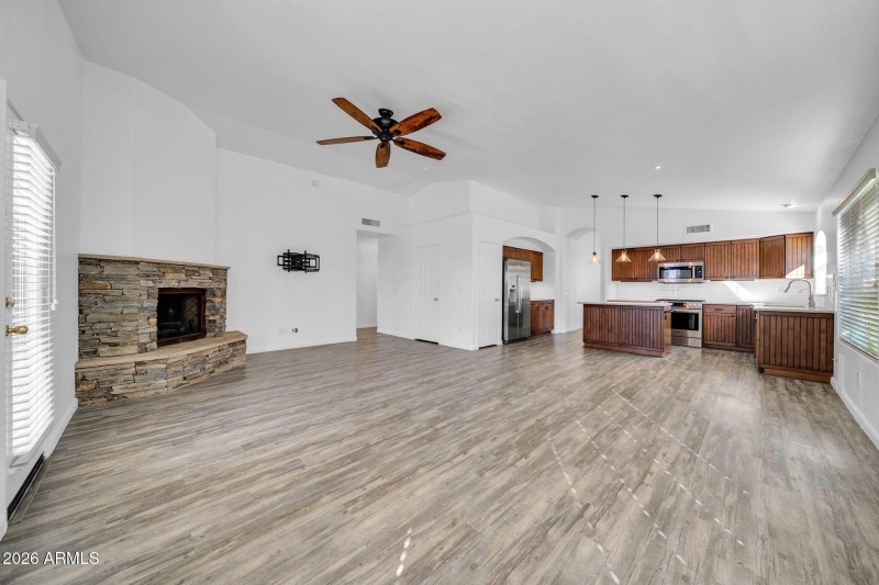 Gas fireplace in family room