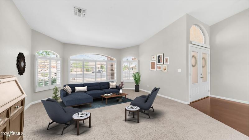 Living room virtually staged