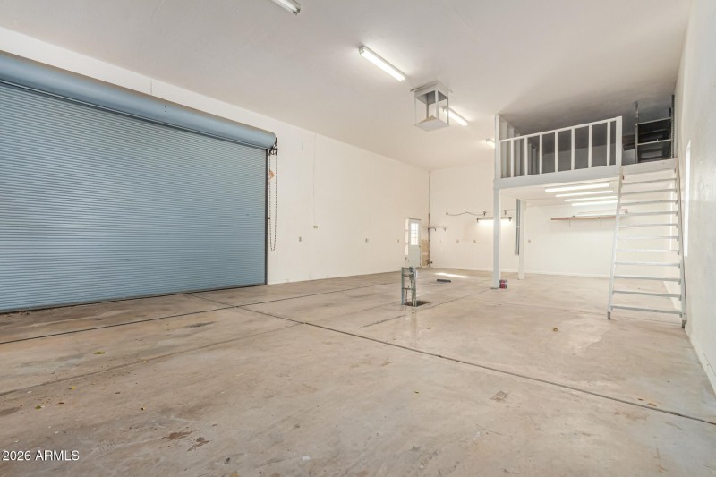 14' Door and upstairs storage space